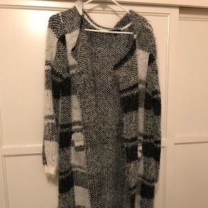 Long Fuzzy Cardigan With Hood